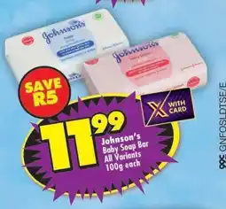 Shoprite Johnson's Baby Soap Bar All Variants 100g each offer