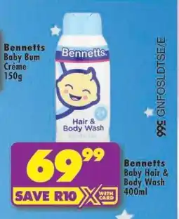 Shoprite Bennetts Baby Hair & Body Wash-400ml offer