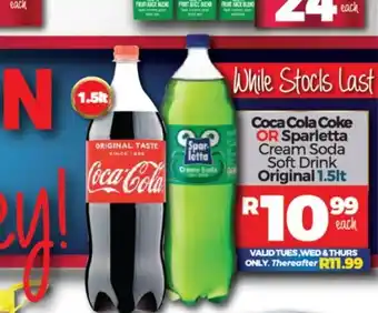 Take 'n Pay Coca Cola Coke or Sparletta Cream Soda Soft Drink Original 1.5lt offer