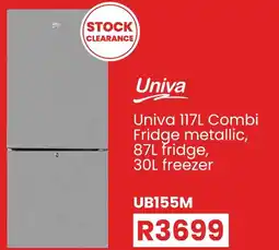 OK Furniture Univa 117L Combi Fridge metallic, 87L fridge, 30L freezer offer
