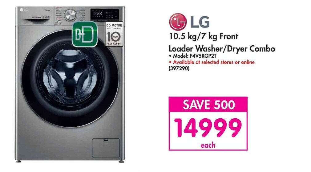 Makro LG - 10.5kg / 7kg Front Loader Washer / Dryer Combo offer