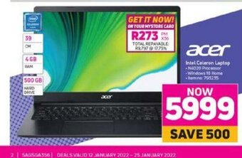 Game Acer - Intel Celeron Laptop offer