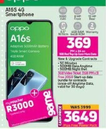 Game Oppo - A16s 4G Smartphone offer