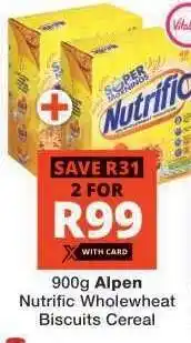 Checkers 900g Alpen Nutrific Wholewheat Biscuits Cereal offer