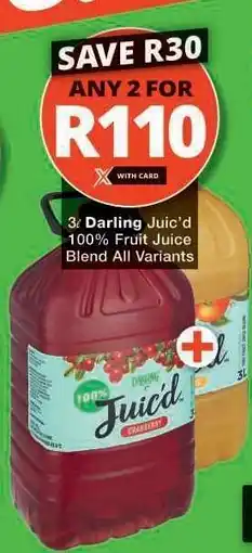 Checkers Darling Juic'd 100% Fruit Juice Blend All Variants offer