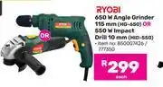 Game Ryobi 650W Angle Grinder 115mm HG-650 Or 550W Impact Drill 10mm HID 550-Each offer