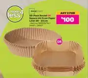 Game Mainstays 50 Pack Round Or Square Air Fryer Paper Liner 20-23cm-For Any 2 offer