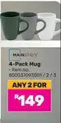 Game Mainstays 4 Pack Mug-For Any 2 offer