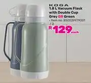 Game Koga 1.8L Vacuum Flask With Double Cup Grey Or Green-Each offer