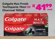 Game Colgate Max Fresh Toothpaste 75ml/Charcoal 100ml offer