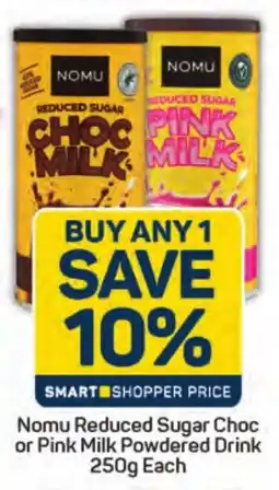 Pick n Pay Hypermarket Nomu Reduced Sugar Choc or Pink Milk Powdered Drink offer