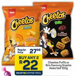 Pick n Pay Hypermarket Cheetos Puffs or Brix Savoury Snacks Assorted offer