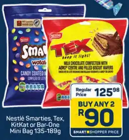 Pick n Pay Hypermarket Nestlé Smarties, Tex, KitKat or Bar-One Mini Bag offer