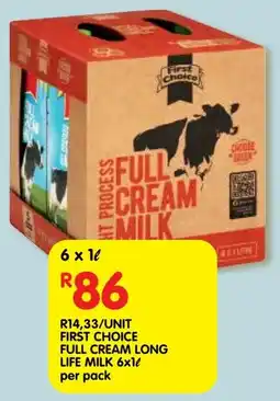 Shoprite First choice full cream long life milk offer