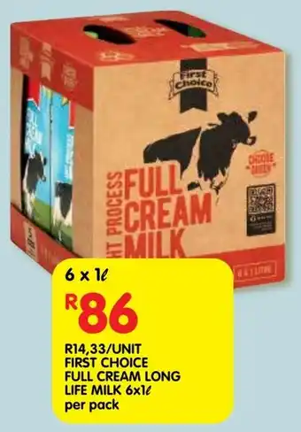 Shoprite First choice full cream long life milk offer