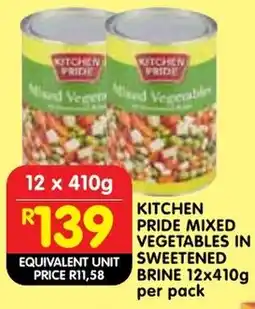 Shoprite Kitchen pride mixed vegetables in sweetened brine offer