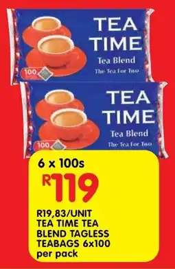 Shoprite Tea time tea blend tagless teabags offer