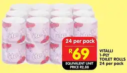 Shoprite Vitalli 1-ply toilet rolls offer