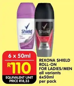 Shoprite Rexona shield roll-on for ladies/ men offer