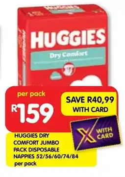 Shoprite Huggies dry comfort jumbo pack disposable nappies offer