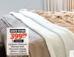 Checkers Hyper Jacquard Textured Blanket With Reversed Sherpa offer