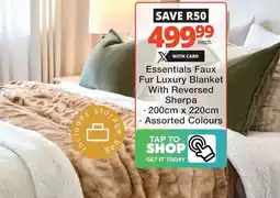 Checkers Hyper Essentials Faux Fur Luxury Blanket With Reversed Sherpa offer