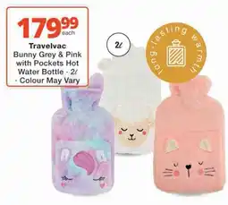 Checkers Hyper Travelvac Bunny Grey & Pink with Pockets Hot Water Bottle offer