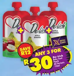 Shoprite De-Lish Baby Food Pouch All Variants offer