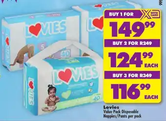 Shoprite Lovies Value Pack Disposable Nappies/ Pants offer