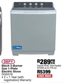 OK Furniture Defy Black 3-Burner Gas 1-Plate Electric Stove offer