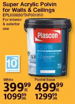 Mica Plascon Super Acrylic Polvin for Walls & Ceilings offer