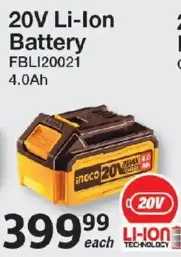 Mica Ingco 20V Li-Ion Battery offer