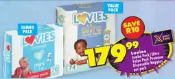 Shoprite Lovies Jumbo Pack/ Ultra Value Pack Premium Disposable Nappies offer