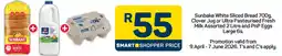 Pick n Pay Hypermarket Sunbake White Sliced Bread, Clover Jug or Ultra Pasteurised Fresh Milk Assorted and PnP Eggs Large offer