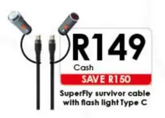 Chatz Connect SuperFly survivor cable with flash light Type C offer