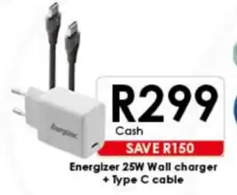 Chatz Connect Energizer 25W Wall charger + Type C cable offer