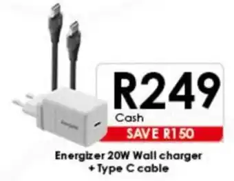 Chatz Connect Energizer 20W Wall charger + Type C cable offer