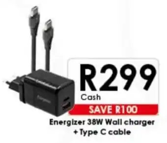 Chatz Connect Energizer 38W Wall charger + Type C cable offer