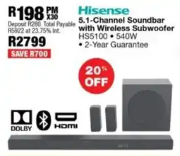 OK Furniture Hisense 5.1-Channel Soundbar with Wireless Subwoofer offer