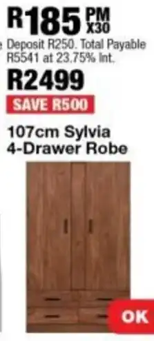 OK Furniture Sylvia 4-Drawer Robe offer