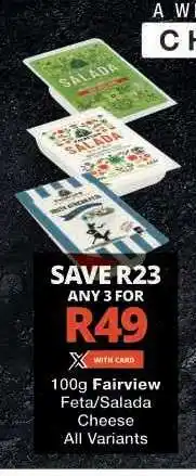 Checkers 100g Fairview Feta/Salada Cheese offer