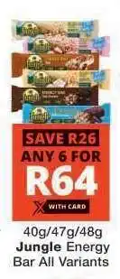 Checkers JUNGLE ENERGY BAR all variants offer
