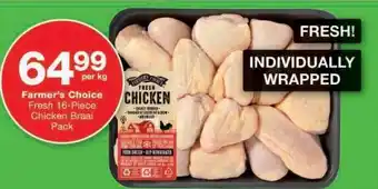 Checkers Farmer's Choice Fresh 16-Piece Chicken Braai Pack offer