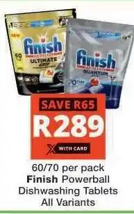Checkers Finish Powerball Dishwashing Tablets offer