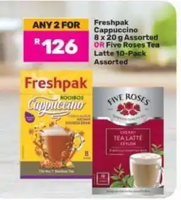 Game Freshpak Cappuccino or Five Roses Tea Latte offer