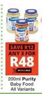 Checkers Purity Baby Food offer