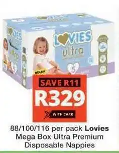 Checkers Lovies Mega Box Ultra Premium Disposable Nappies offer