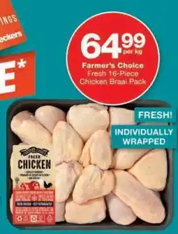 Checkers Farmer's Choice Fresh 16-Piece Chicken Braai Pack offer