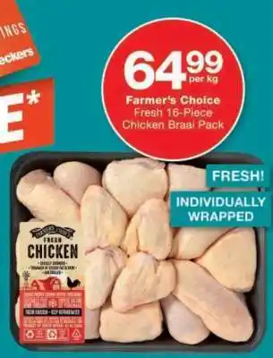 Checkers Farmer's Choice Fresh 16-Piece Chicken Braai Pack offer