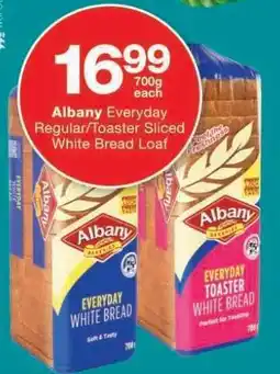 Checkers Albany Everyday Regular/Toaster Sliced White Bread Loaf offer
